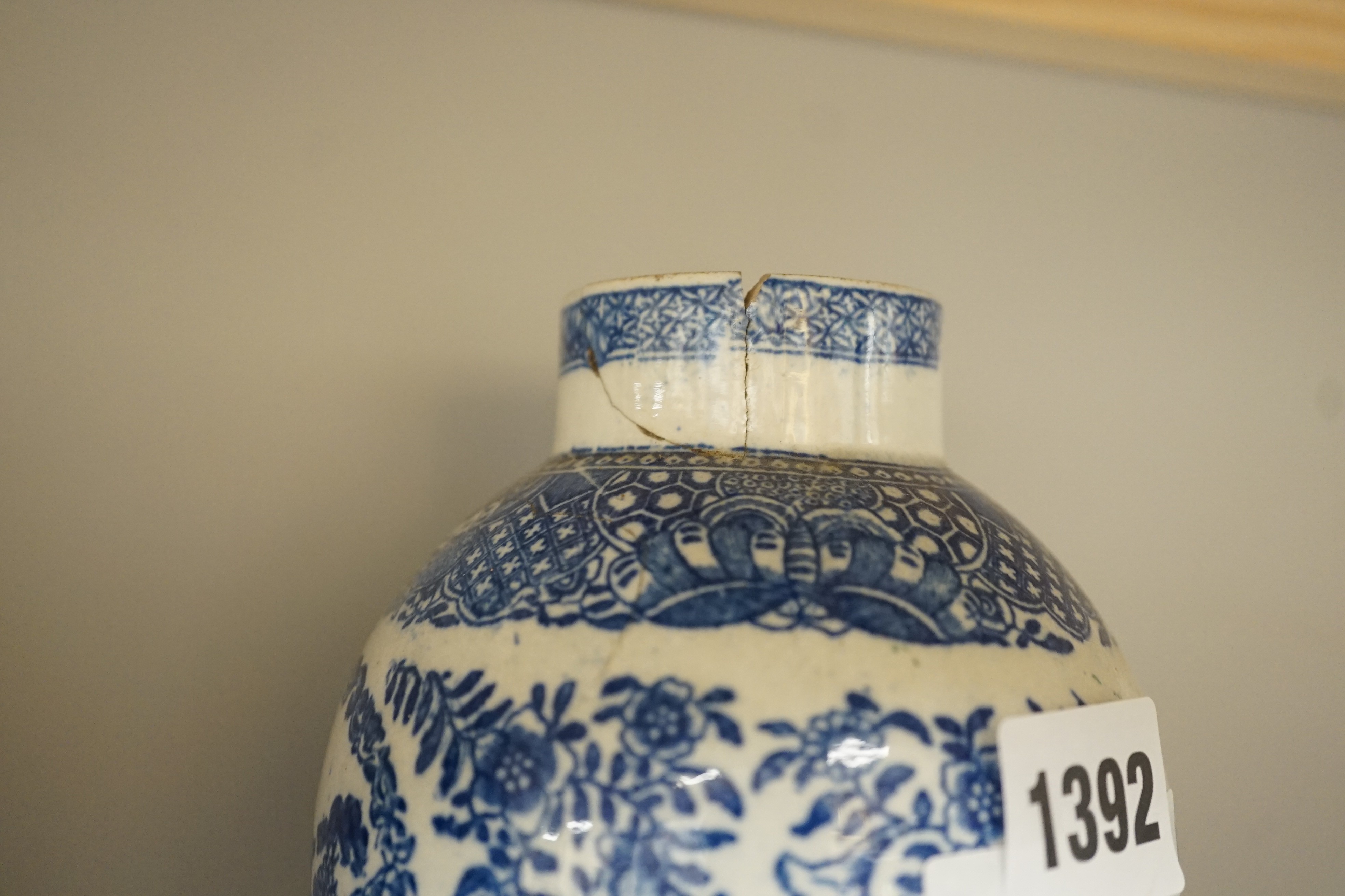 A pair of 19th century blue and white chinoiserie vases, a pearlware teapot, possibly Harley of Lane End, c.1805, three cream ware plates and two other plates, tallest 25cm